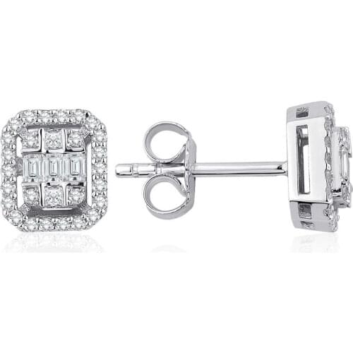 Symbol Gold 0.43 Carat Diamond Baguette Earring Piece Jewelry Rope Chain Charm Earring Jacket Bead Figure For Women