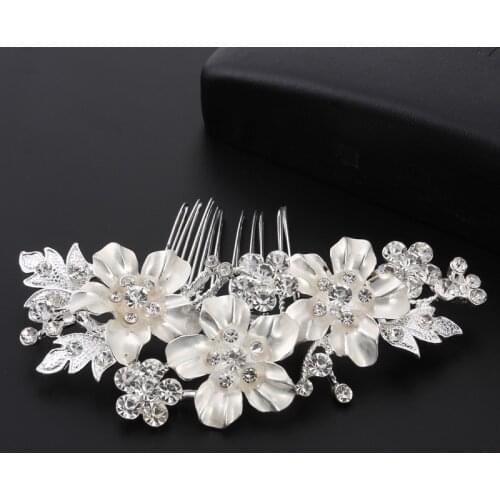 Hot Selling Handmade Rhinestone Flower Hair Comb rosa beauty hair accessories for women