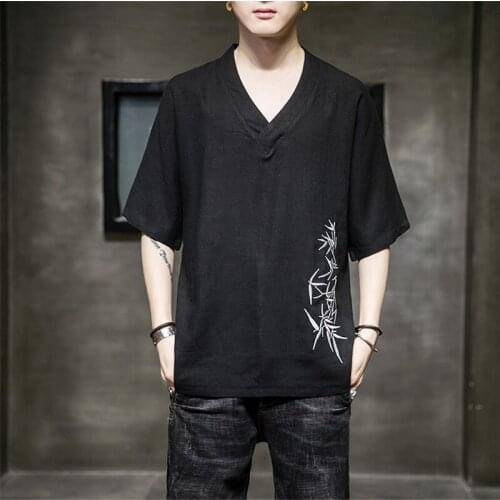 Traditional Chinese Clothing For Men Chinese Shirt Cotton Linen T-Shirt MenS Summer Short-Sleeved Kung Fu Clothes 30261