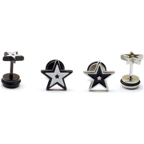 Just 1 pieces five-star shape romantic jewelry lovers earring star type titanium steel Earring screw Pierced stud earrings