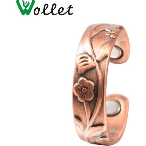 Wollet Jewelry Pure Copper Magnetic Ring for Women Anti Arthritis Rheumatism Health Care Plum Flower Bio Magnet Pain Relief