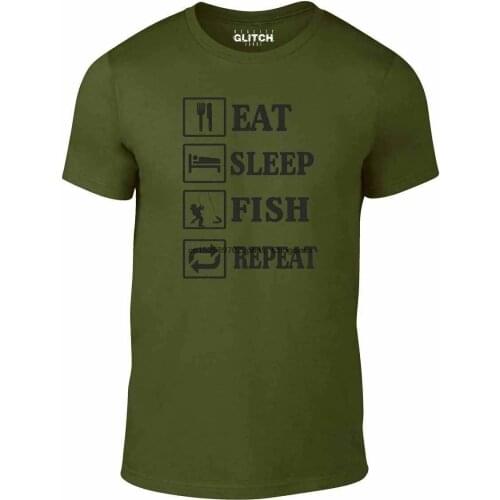 Eat Sleep Fish Repeat - Funny t shirt fishing hobby sport sea river fly joke rod