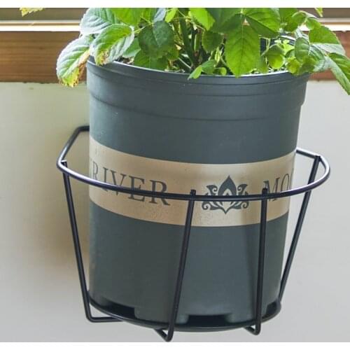 Iron Art Hanging Basket Flower Pot Holder Balcony Railing Potted Plant Rack Planter Stand Garden Decoration