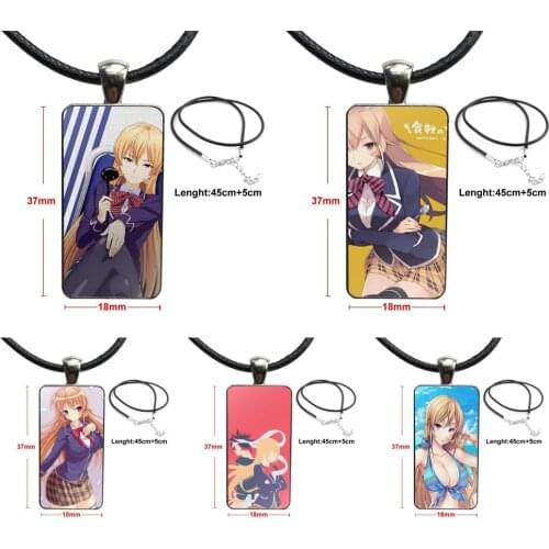 For Women Party Gift Sexy Erina Nakiri Shokugeki No Souma Design Fashion Vintage Glass Women Rectangle Necklace Pendants