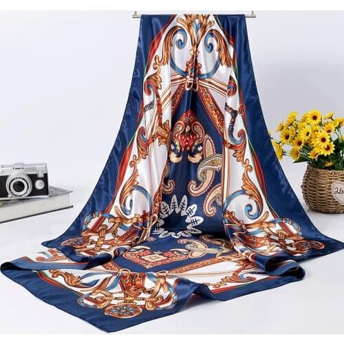 Female Joker Square Silk Scarf Female Winter Shawl Long Beach Towel Turbans Head Scarf Headwraps for Women Hijab Scarf