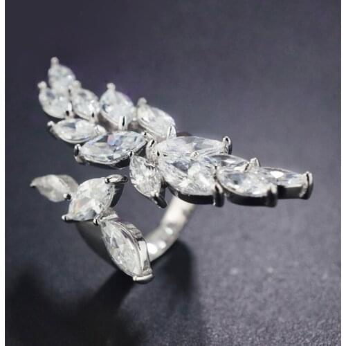 Real Silver Plated Mosaic AAA Top CZ Crystals Luxury Queen Ring Zircon Cuff Opening Rings Italina Jewelry for Women