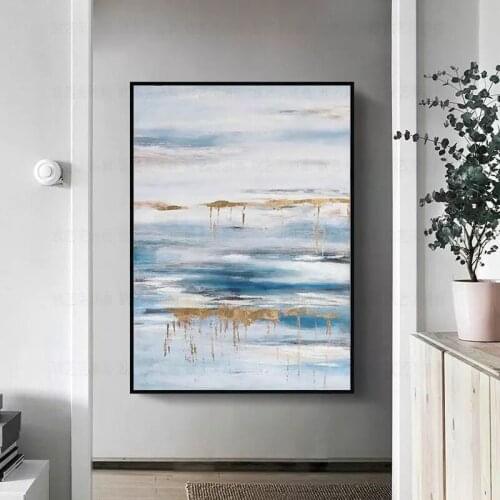 Gold Leaf Landscape Pic Hand Painted Modern Abstract Oil Painting On Canvas Wall Art For Living Room Home Decoration No Framed