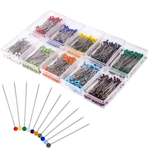 1000 Pieces Sewing Pins 38mm Glass Ball Head Pins for Dressmaking Jewelry Components Flower Decoration with Transparent Cases, 1