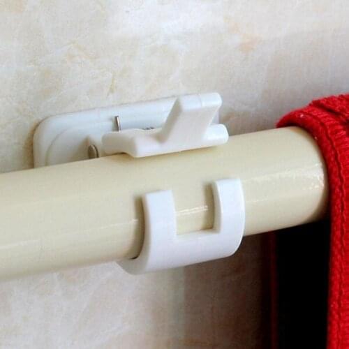 2 Pcs Shower Curtain Hanging Rod End Fixing Holder Clip Rack Hook for Home Bathroom CLH@8
