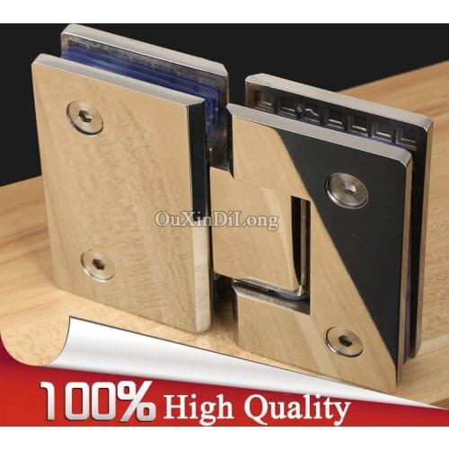 High Quality 2PCS 304 Stainless Steel Frameless Shower Bathroom Glass Door Hinges 180 Degree Glass to Glass Hinges Clamps Chrome