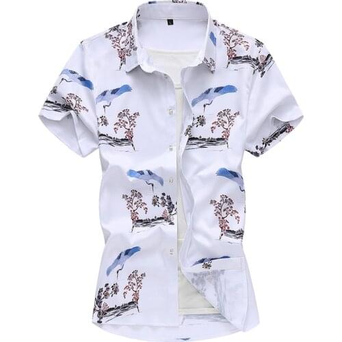 2021 Summer New Mens Short Sleeve Floral Shirt Fashion Casual Chinese Style Shirt Male Brand Clothes Plus Size 5XL 6XL 7XL