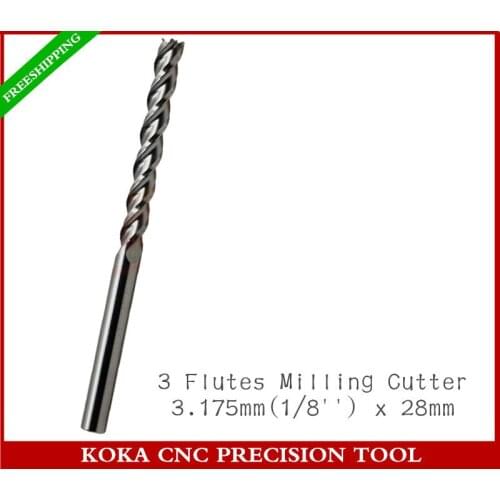 3.175mm(1/8'')*28mm,Freeshipping,CNC solid carbide end mill,Woodworking Router Bit,3 Flute Spiral milling Cutter,MDF,PVC,acrylic