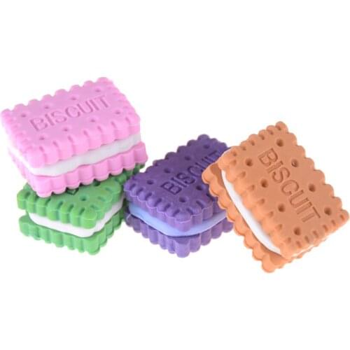 4Pcs Cute Cartoon Creative Pencil Eraser Colorful Biscuit Eraser Student Teaching Office Supplies Korean-style Stationery