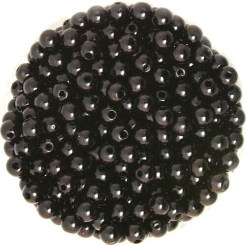 500pcs 6mm Dia. Round ABS Plastic Beads Black Color Imitation Pearl Beads for Necklace Making DIY Jewelry