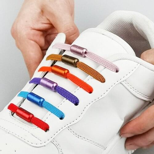 Elastic No Tie Shoelaces Metal Lock Shoe Laces for Kids Adult Unisex Sneakers Shoelaces Shoes Laces Strings 12 Colors