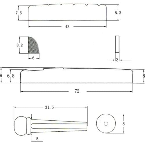 Guitar String Nails Pegs Ukulele String Pin Puller Head Guitar Bridge Endpin