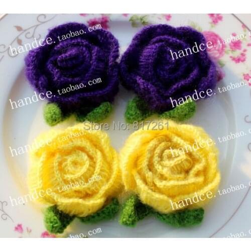 Free shipping fashion 6 pic/lot cotton knitted flower applique for clothes decor patches as ornament sew on patches scrapbook