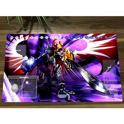 Digimon Duel Playmat Omnimon Trading Card Game Mat DTCG CCG Mat Mouse Desk Pad TCG Gaming Play Mat With Card Zones Free Bag