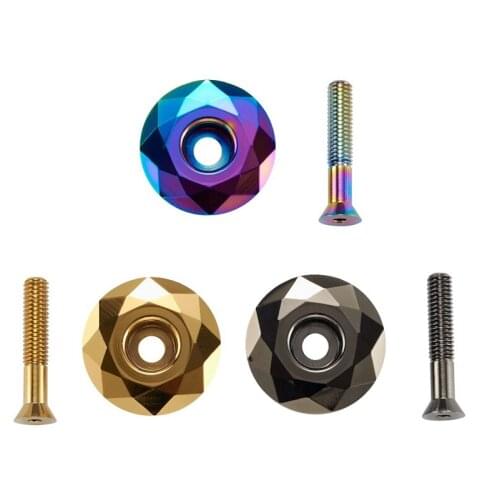 KRSEC 1Pcs Mountain Bicycle Bowl Cover + Screw Stem Top Cap Cover Headset Screws Bike Cycling Accessories Set