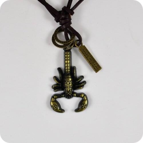 Scorpion Alloy Pendant Leather Necklaces Amulet Lucky Gift Cool Tribal Totem Fashion Jewelry
