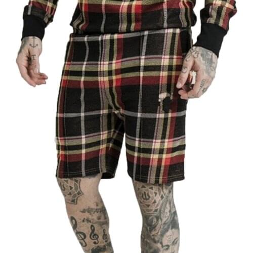 Mens short casual shorts summer 2021 running sports casual straight check striped five-point pants jogger jogging sports shorts