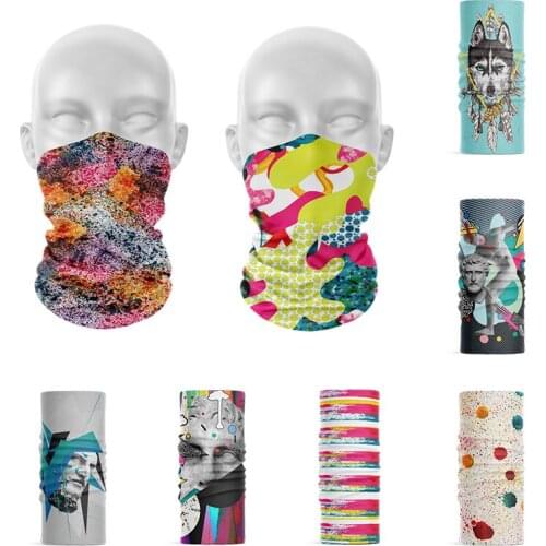 Abstract Pattern 3D Printed Men Ring Scarf Headband Wristband Colorful Bandana Hair Accessories Hip Hop Street Scarf Kerchief