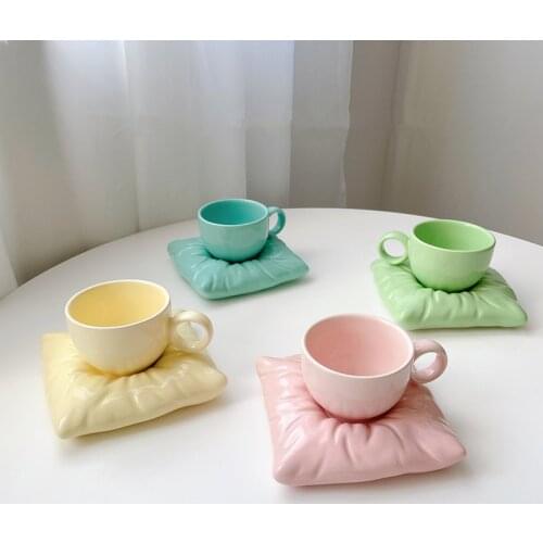 Saucers Set Drinkware Mugs Coffee Cups Ceramic Handgrip Cup With Plate Складная посуда Brief Saucer For Home