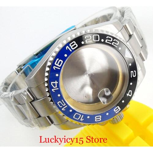 Stainless Steel 40mm Watch Case with Sapphire Glass Bezel + Watch Bracelet Fit ETA 2836 MIYOTA Movement