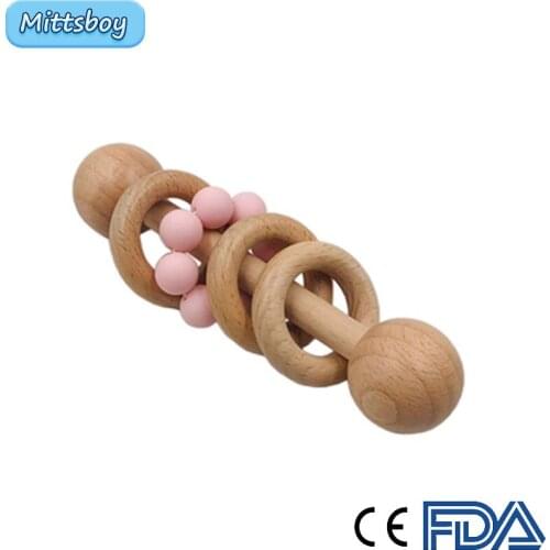 New Baby Silicone Baby Pacifier Clip Chain Wooden Pink Teething Stick Nipple Animal Pacifier Holder Baby Comfort Toy Shower Gift