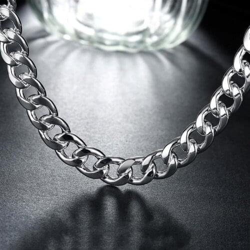 New 925 Sterling Silver 10MM 20/22/24inches Exquisite Noble Gorgeous Charm Fashion for Men Women Chain Wedding Necklace Jewelry