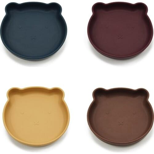 New Design Baby Plate Silicone Anti-flip Suction Bowl Feeding Tableware for Kid BPA Free Wooden Spoons Food Grade Silicone