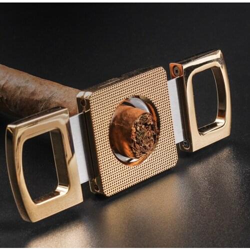 Double Blades Gold Cutter Cigar Cutter Knife Pocket Classic Steel Scissors Cigar Guillotine Cigar Accessories