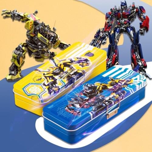 Transformers pencil box multifunction three large capacity female nursery pencil box pencil case stationery storage cute bag