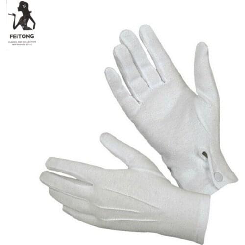 1Pair White Formal Gloves Tuxedo Honor Guard Santa Men Women Inspection Full Finger Anti-slip Anti-sweat