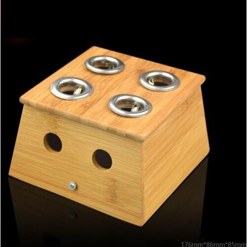 Chinese mugwort leaf burning Holder Four holes Bamboo wood Moxa Box for Acupuncture Points Moxibustion Massage
