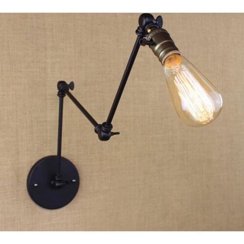 Industrial retro vintage black adjust head swing arm wall lamps e27 lights sconce for bedside bedroom corridor luminaire bar