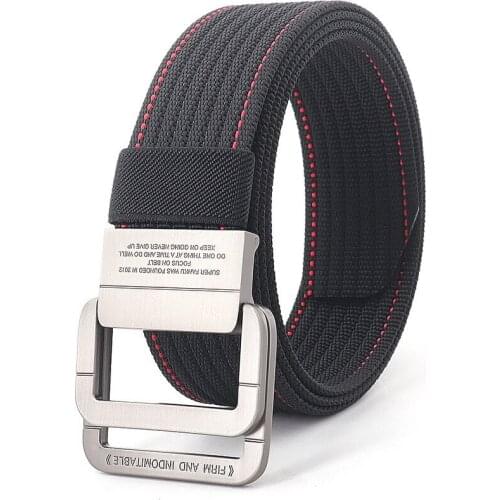 Stylish Men Belts Double Rings Metal Slide Buckle Canvas Knit Quick Drying Jeans Accessories Outdoor Waist Strap Unisex Cinto