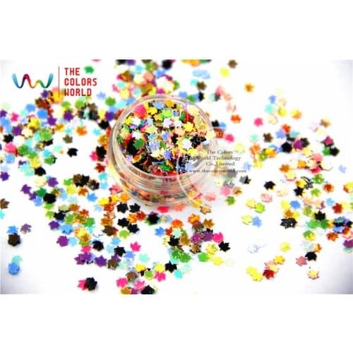 SFY04-M1 Amazing Glitter Sequins Maple leaf shaped 4mm Size sequins for nail Art or DIY decoration