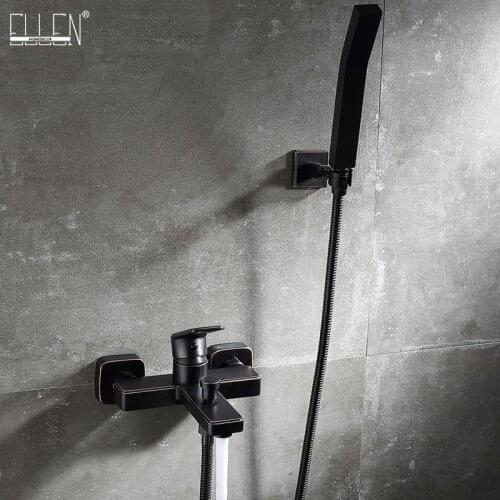 Bathtub Faucets Black Shower Faucets Wall Mounted Bath And Shower Faucet With Handheld Showers Oil Rubble Bronze EL4011