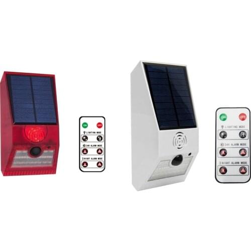 GTBL Solar Alarm Light, Solar Strobe Light with Motion Detector Solar Alarm Light, Motion Detector with Remote Control