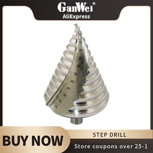 GanWei 6-60mm Spiral Groove Step Drill Bit HSS Titanium Plating 12 Steps Hole Cutter Stepped for Aluminium Metal Wood PVC