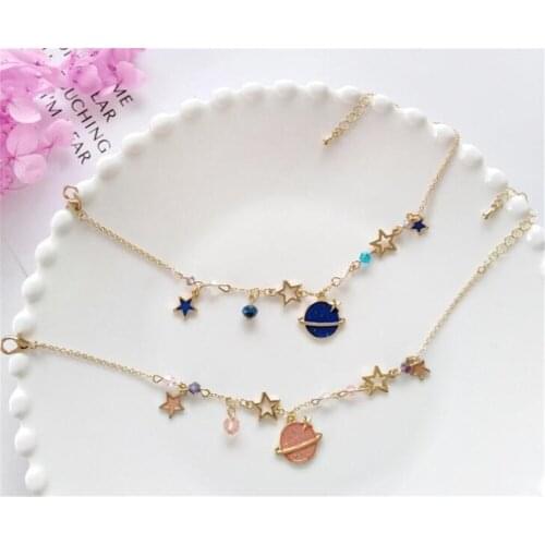 Sweet Lolita Girl Jewelry Accessories Planet Pendant Chain Bracelet D155