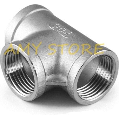 SS304 Stainless Steel Female Threaded 3 Way Tee T Pipe Fitting 1/8" 1/4" 3/8" 1/2" 3/4" 1" 1-1/4" 1-1/2" 2" BSP Threaded