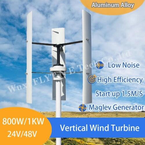 China Factory Free Energy Windmill 800W 1000W Vertical Axis Permanent Maglev Wind Turbine Generator 24v 48v With MPPT Controller