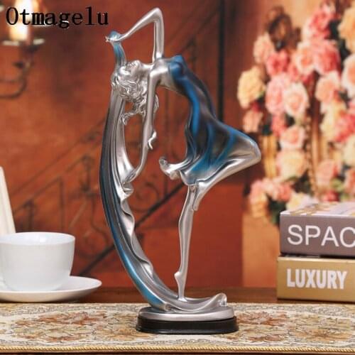 Vintage Resin Dancing girl Ornament Figurines Miniatures Person Statues For Home Hotel KTV office Background Wedding Decoration