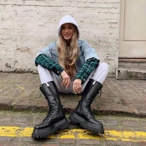 Mr Co 2020 Autumn New Arrival Luxury Brand Design Mid-calf Boots Women Cool High Platform Boots Wedges Shoes Woman