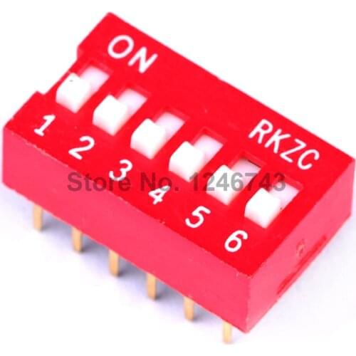10PCS/Lot 6 Bits Dial Switch Toggle Switch Digital Switch 2.54MM DIP