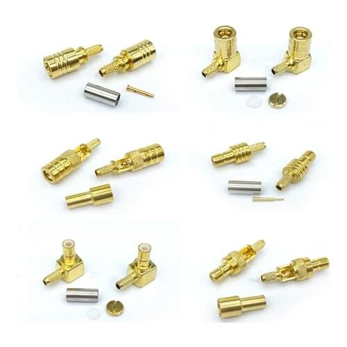 10pcs SMB Male/Female Plug Connectors Right Angle center window Crimp For RG316,RG174,LMR100 cable Adapter