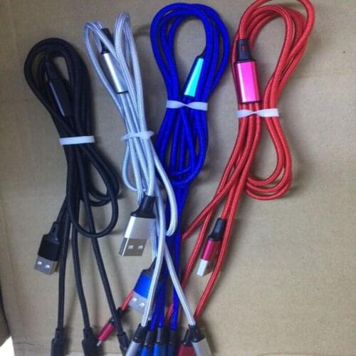 100pcs/lot 3 In1 Fast Charging USB Cable for iPhone 6 7 8 X XS XR Micro USB Type C Charger Cable for Samsung S9 S8