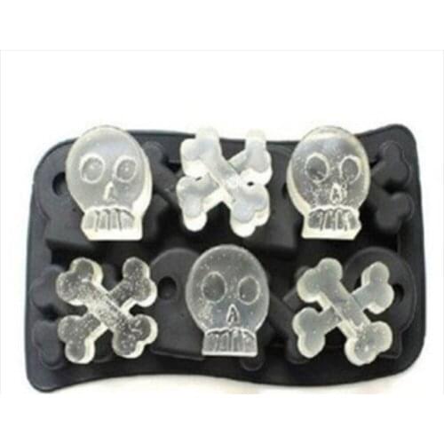 5/12 Grids 3D Skull Head Ice Cube Mold Halloween Skull Shaped Whisky Wine Ice Cube Tray Maker Chocolate Mould Bar Party Supplies